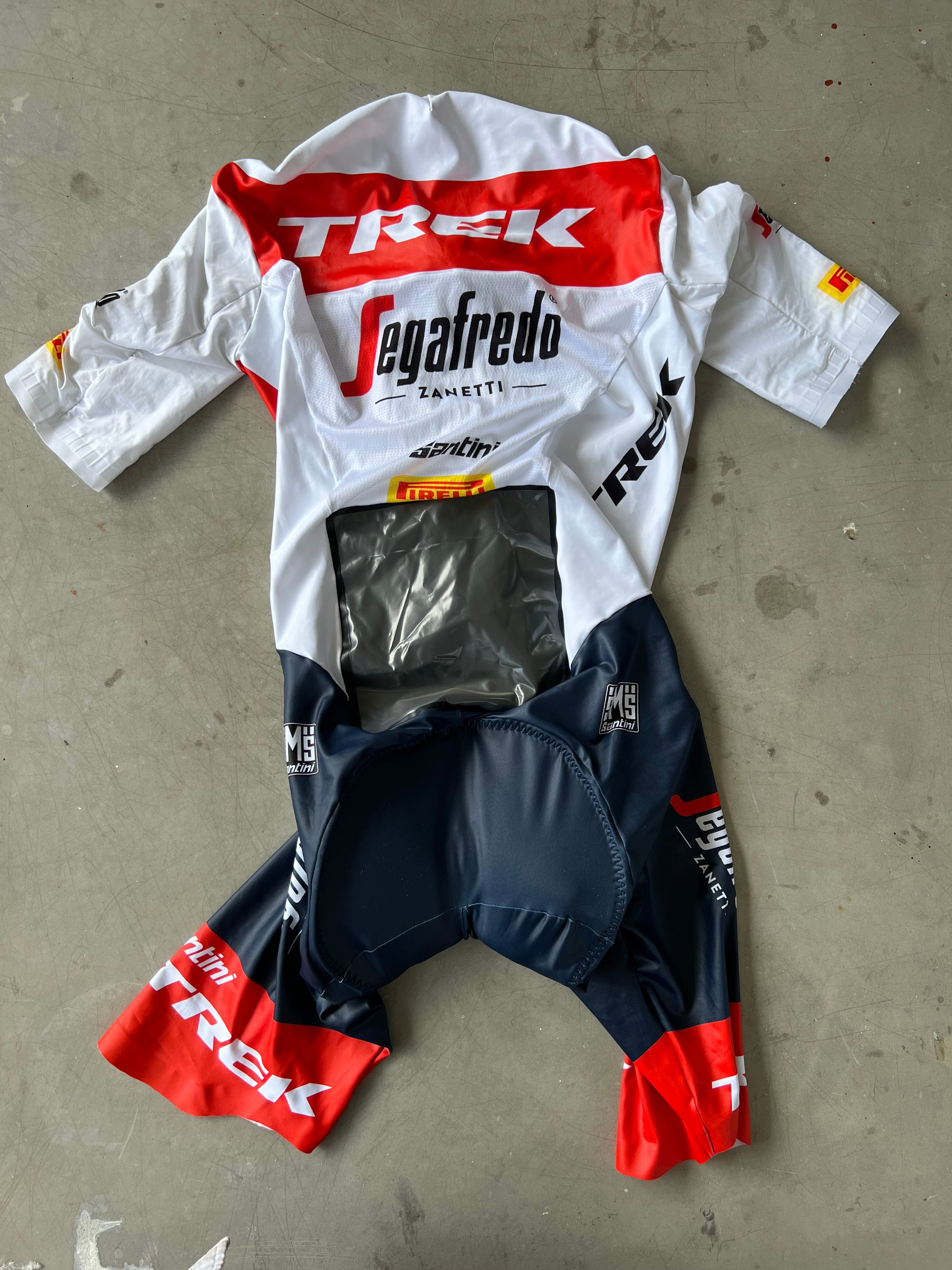 Trek Segafredo | Santini Short Sleeve TT Suit | White | S | Rider-Issued Pro Team Kit