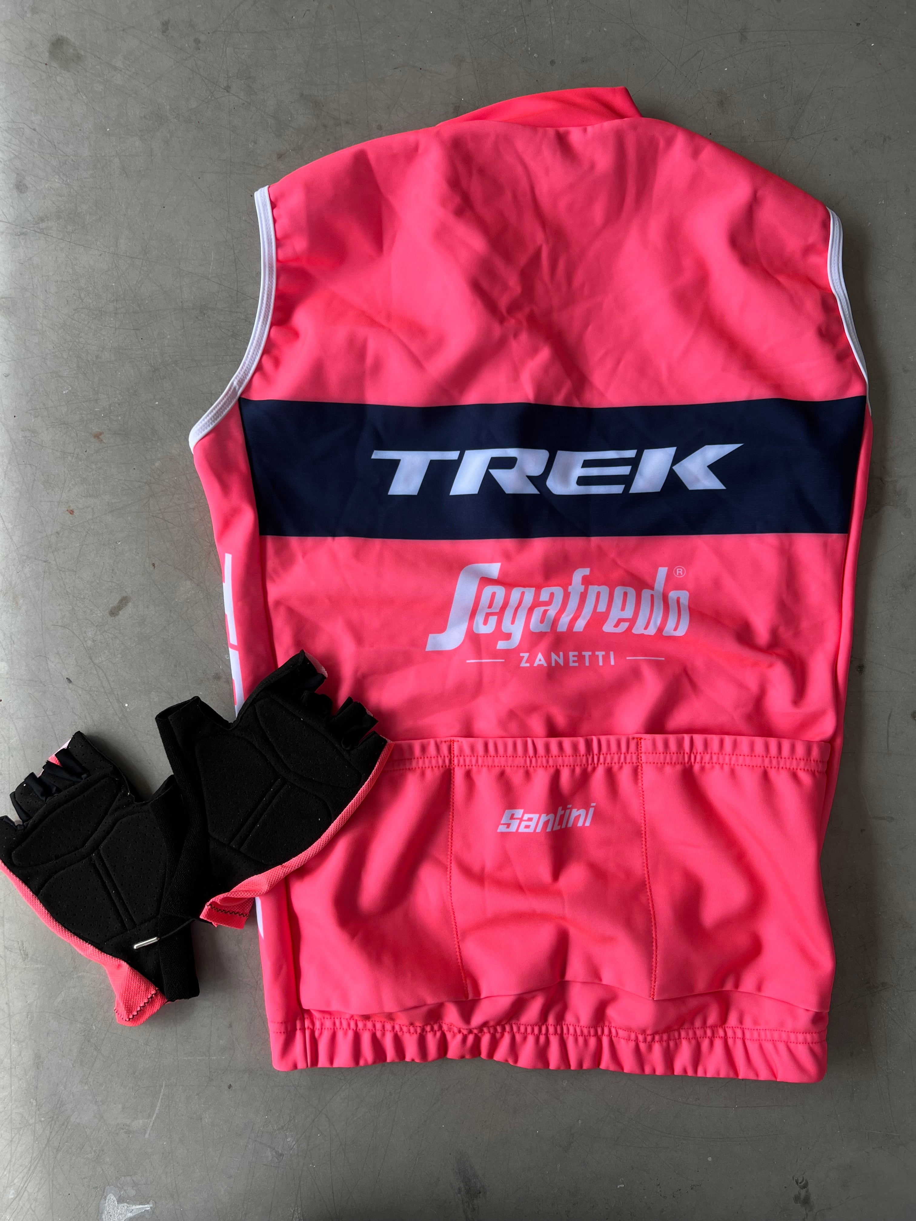 Trek Segafredo | Santini Bundle - Thermal Vest and Gloves | Pink | S | Rider-Issued Pro Team Kit
