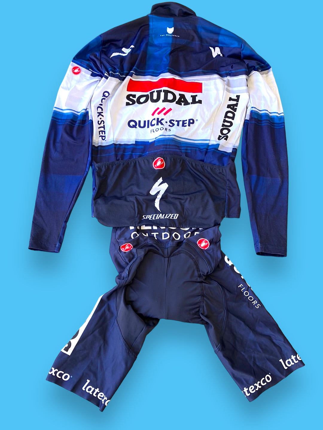 Long Sleeve Midweight Jersey and Bib shorts | Castelli | Blue | Quick-Step Alpha Vinyl / Soudal | Pro Cycling Kit