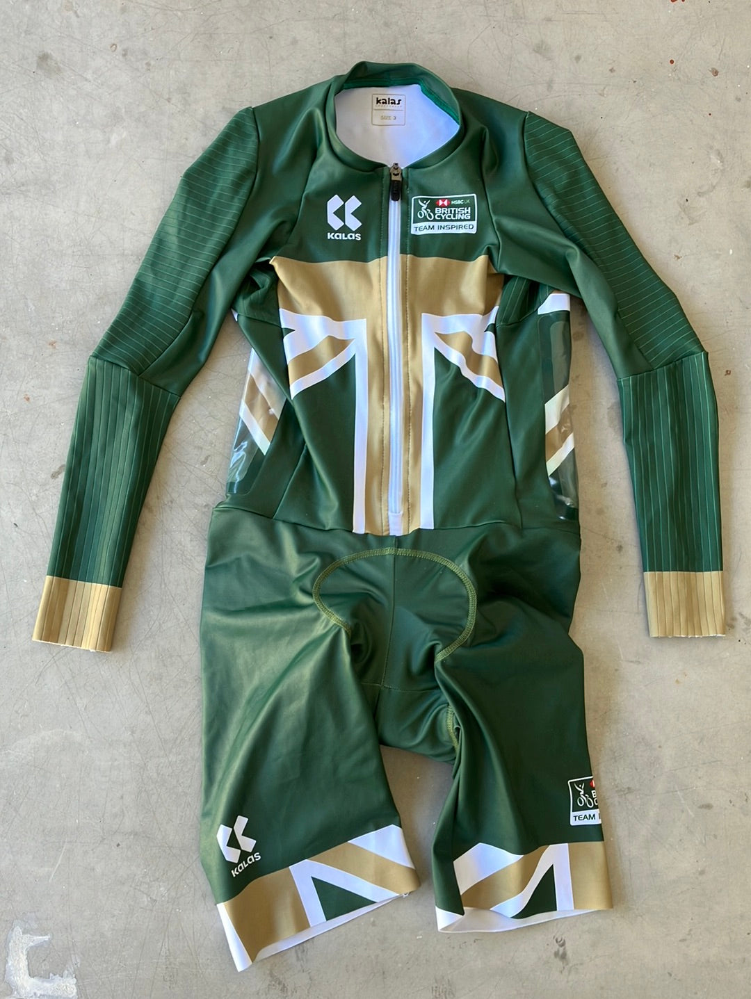 Long Sleeve Aero TT Suit Time Trial Skinsuit | Kalas | Green | Team GB Great Britain - British Cycling GBR | Pro Cycling Kit