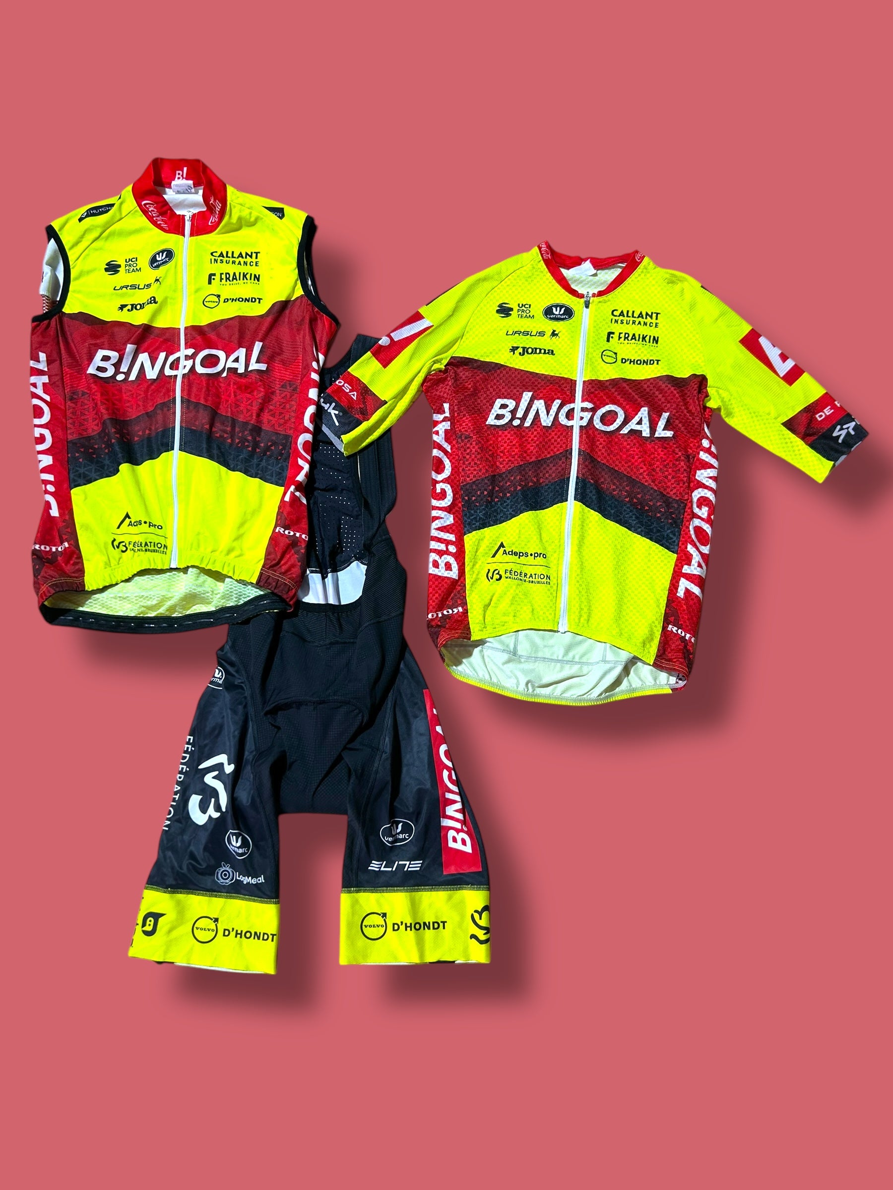 Aero Jersey, Bib Shorts, Vest Bundle| Bingoal Vermarc| Pro Cycling Kit