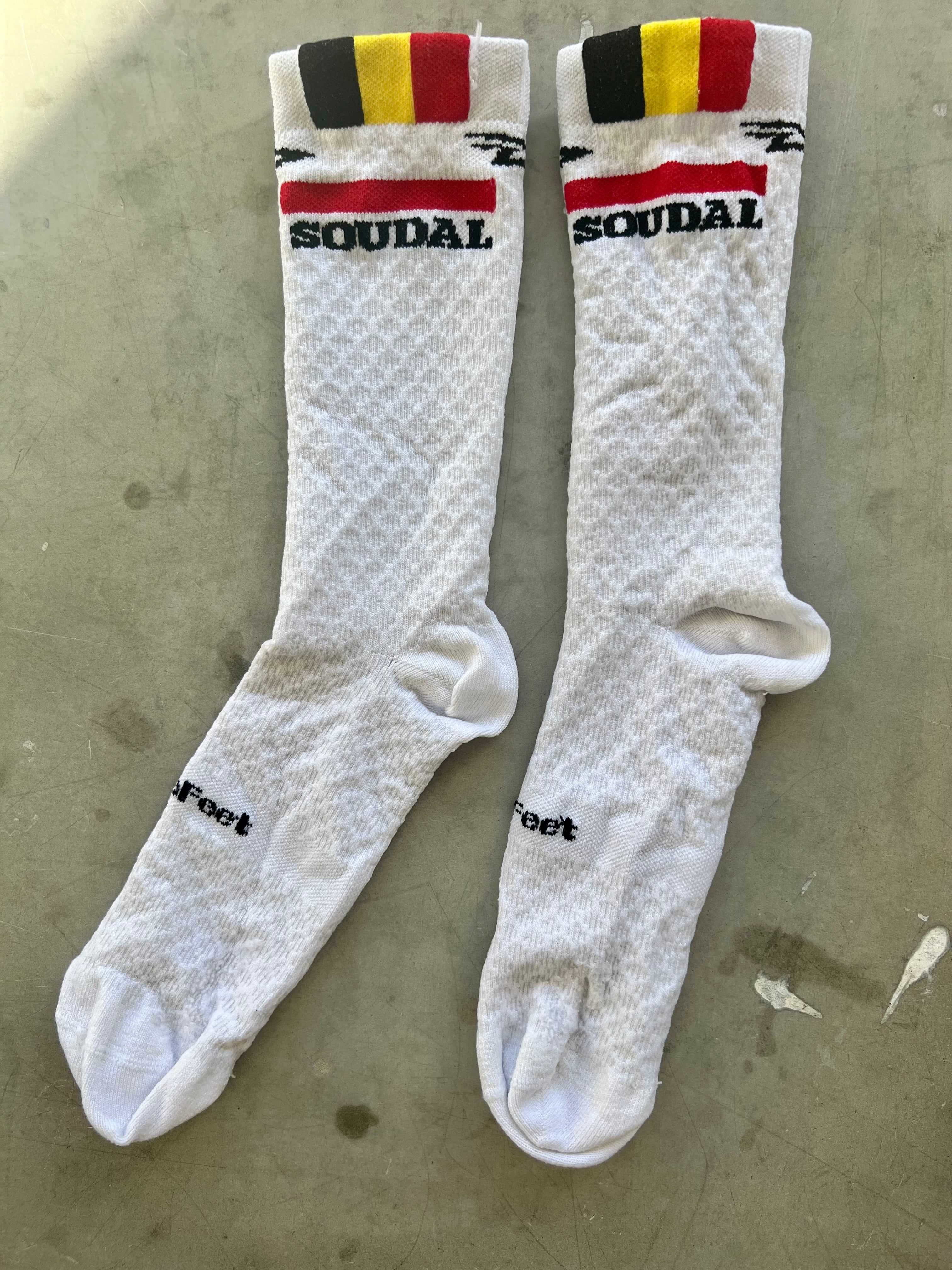 Lotto Soudal | DeFeet White Race Socks | Rider-Issued Pro Team Kit