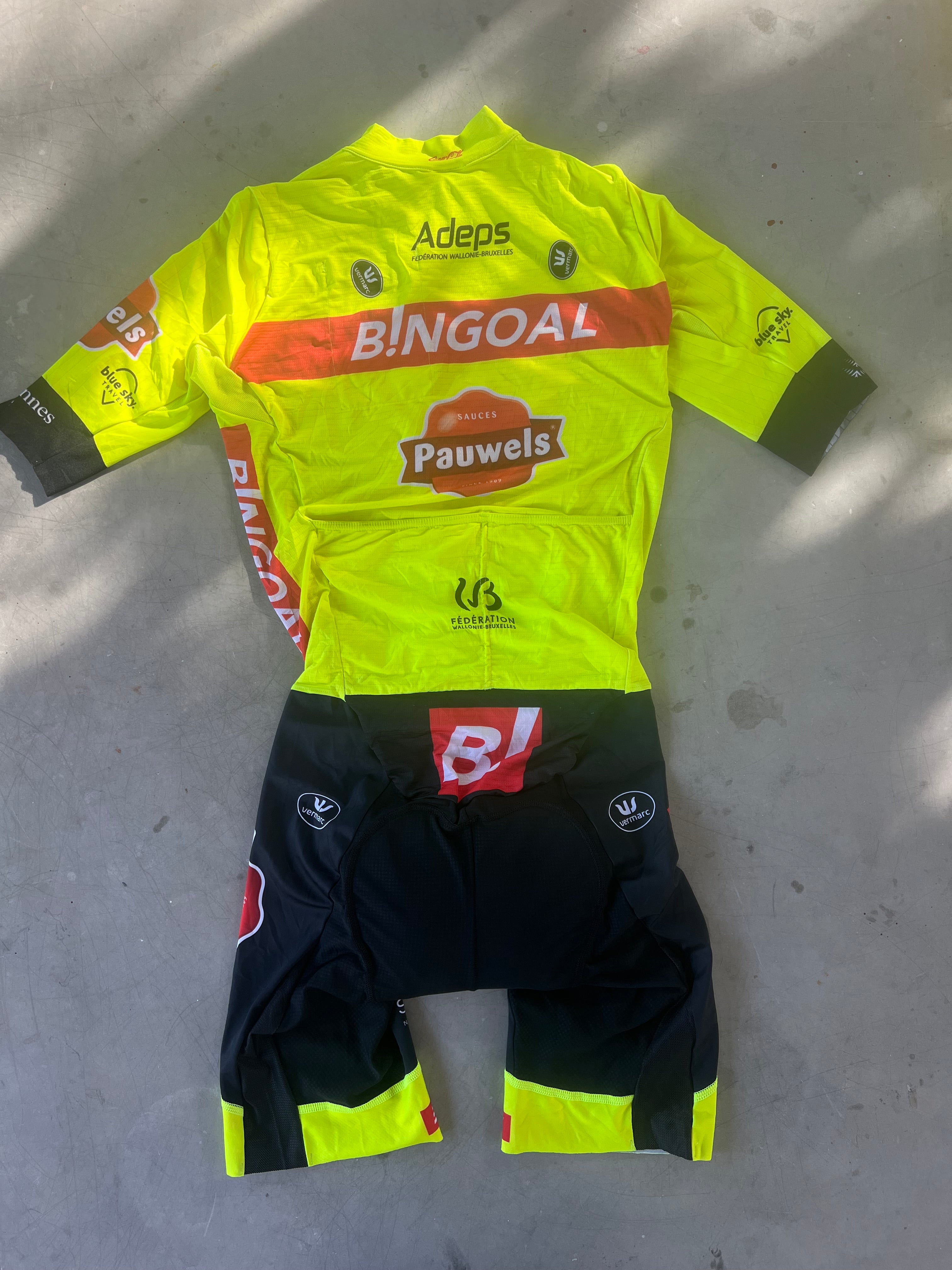 Bingoal | Vermarc Short Sleeve Race Suit | Yellow | S | Rider-Issued Pro Team Kit
