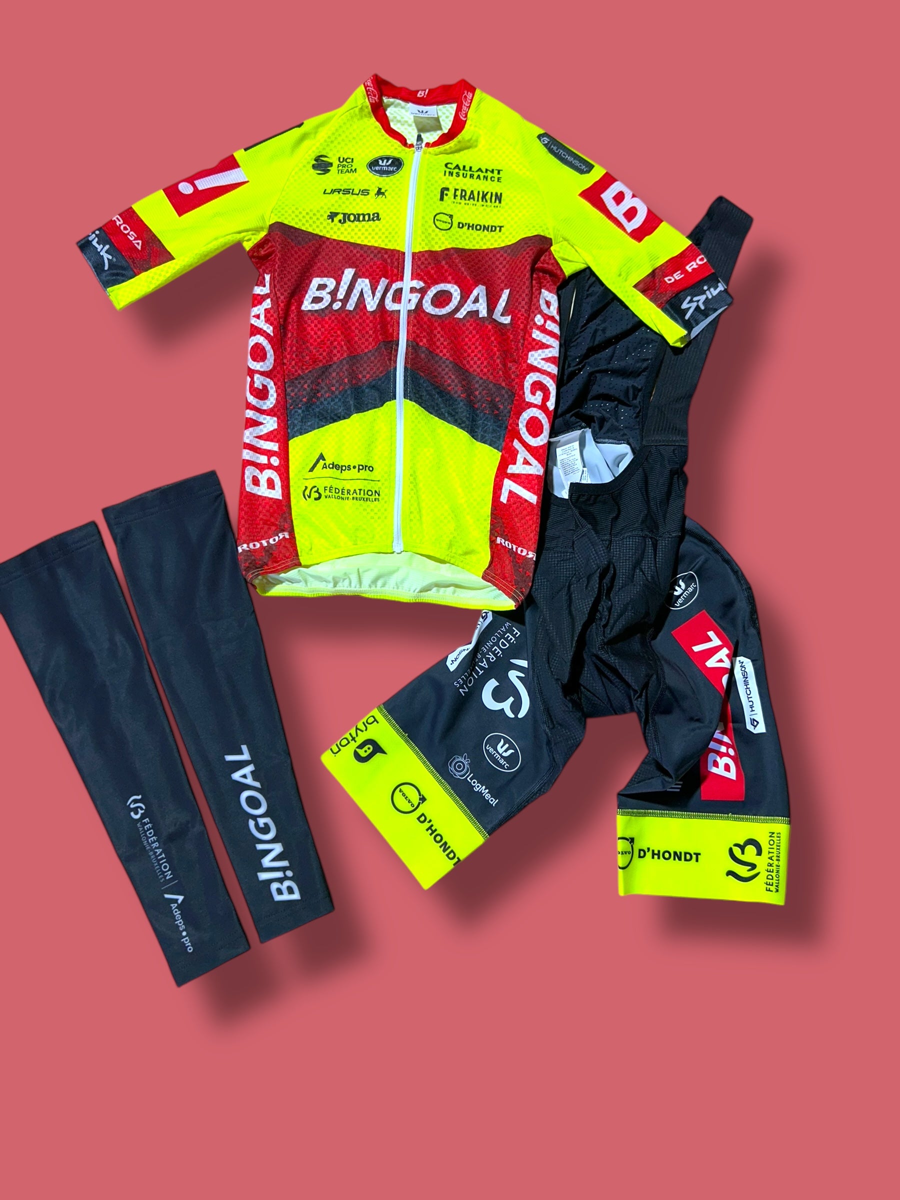 Aero Jersey, Bib Shorts, Arm Warmers Bundle| Bingoal Vermarc| Pro Cycling Kit
