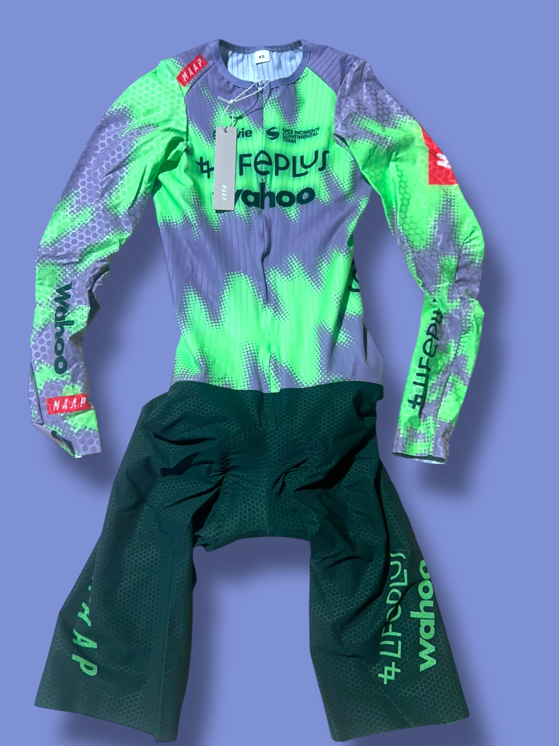 Women's TT Suit and Aero Shoe Covers Booties Bundel Time Trial  | Lifeplus Wahoo  | MAAP  | Pro Cycling Kit