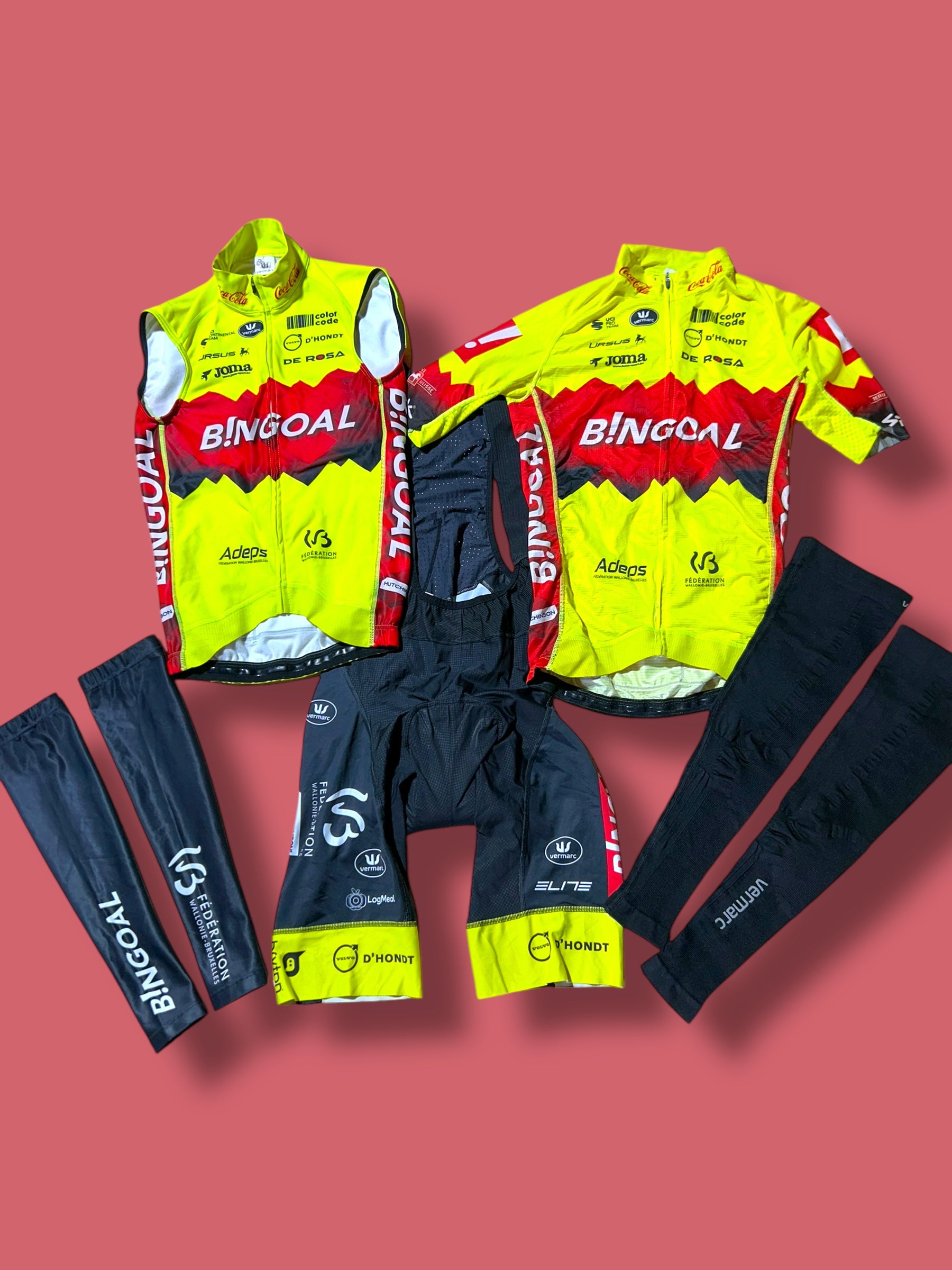 Aero Jersey, Thermal Vest and Bib Shorts + Arm/Legs Bundle| Bingoal Vermarc| Pro Cycling Kit