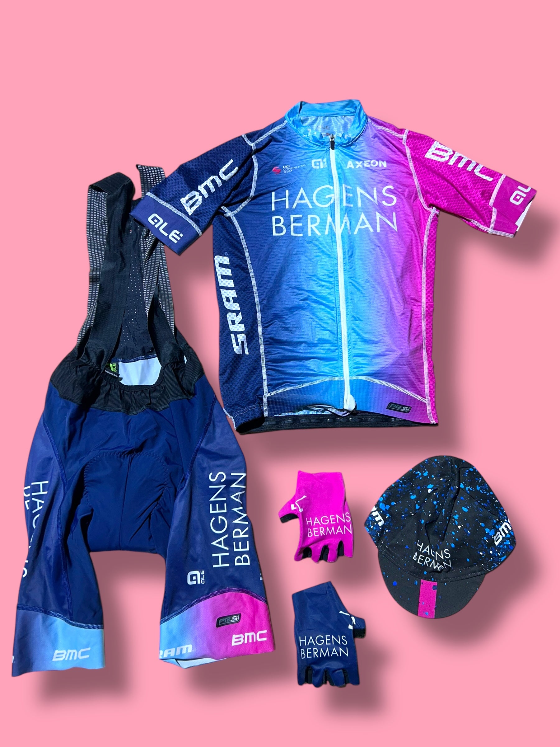 Aero Jersey, Cap and Bib shorts Bundle  Rider Issued |Hagens Bermans Ale| Pro Cycling Kit