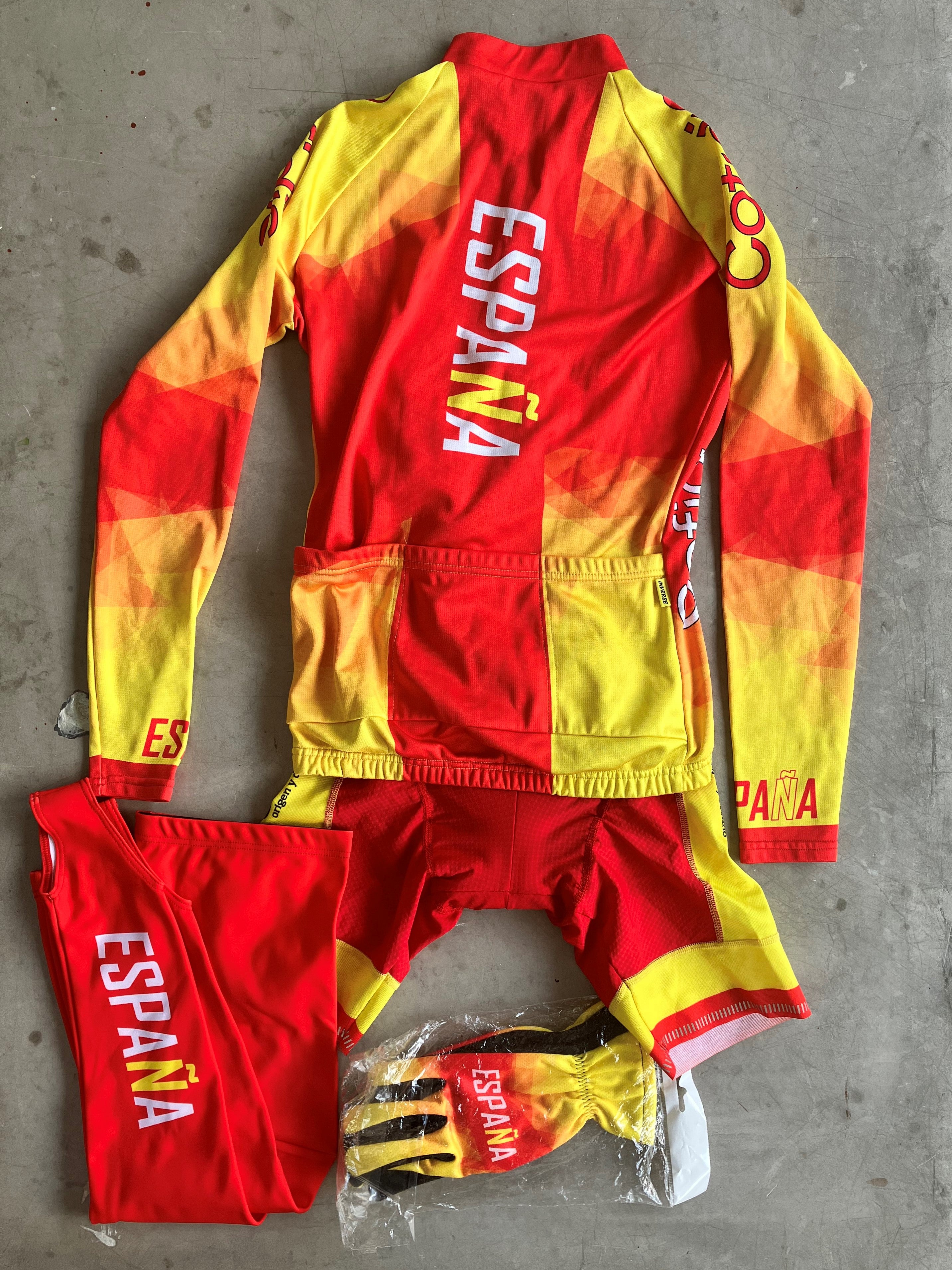 Spain National Team | Inverse Winter Bundle - Jacket, Bibs, Winter Gloves, Leg Warmers | S | Rider-Issued Pro Team Kit